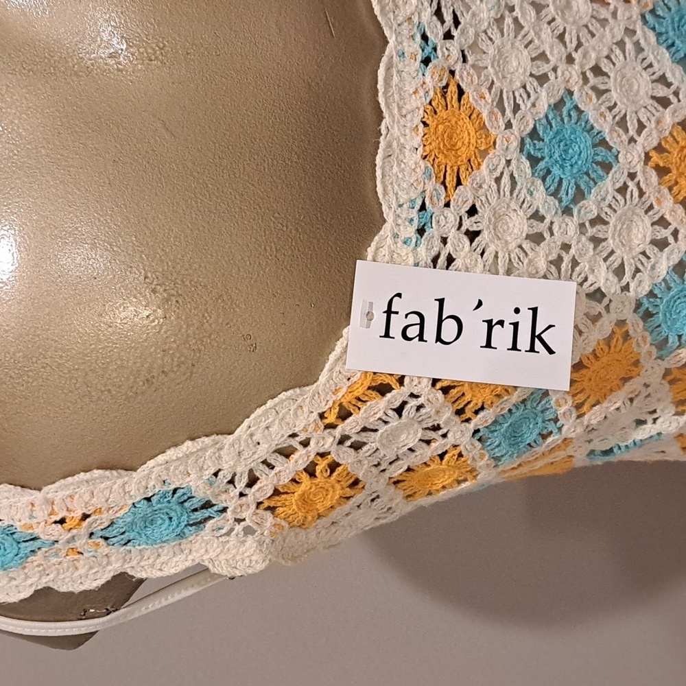 Fab'rik Orange, Turquoise & Cream Crocheted Boho Mini Dress - Picture 4 of 8